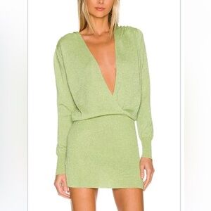 Superdown long sleeve green dress